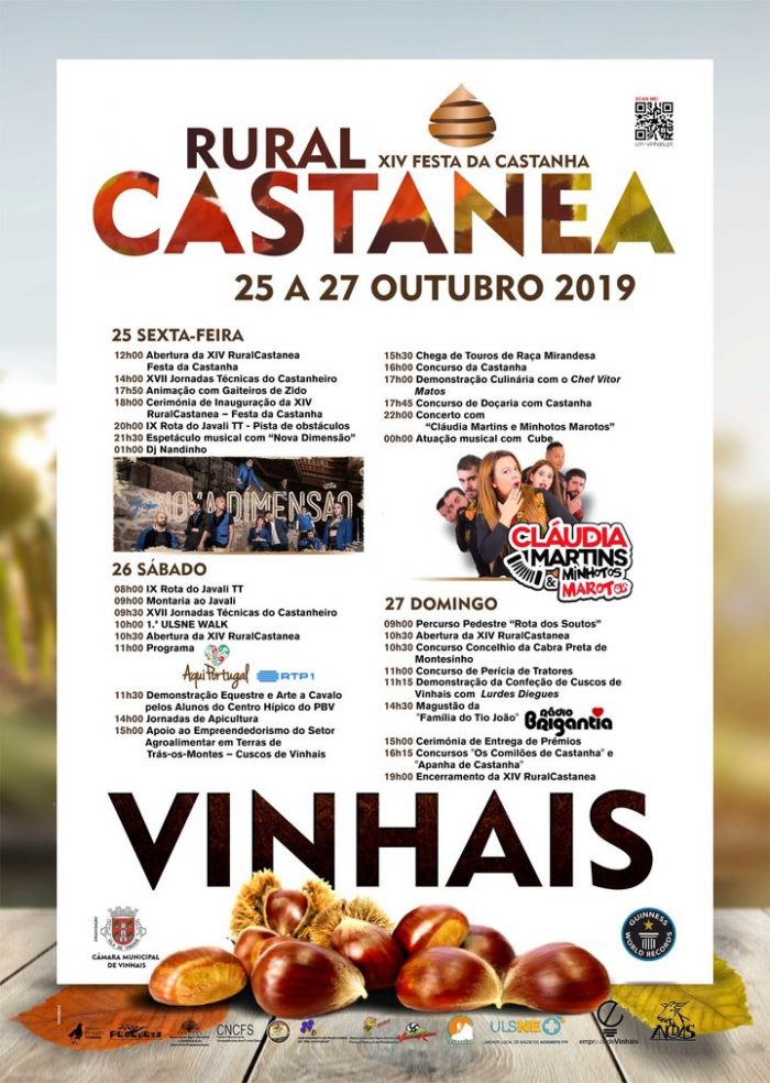 RURAL CASTANEA - FESTA DA CASTANHA DE VINHAIS 2019 - Vai realizar-se de 25 a 27 de Outubro, no Parque Municipal de Exposições de Vinhais, mais uma edição da Rural Castanea - Festa da Castanha de Vinhais 2019.