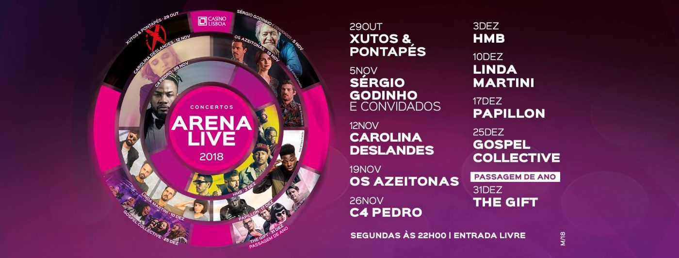 Os fantásticos concertos ARENA LIVE 2018 estão de volta ao Casino Lisboa