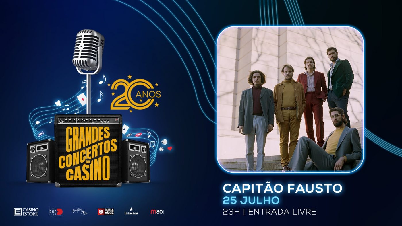 Os Capitão Fausto, sobem ao palco na próxima quinta-feira, 25 de Julho, a partir das 23 horas, para protagonizarem mais uma etapa do ciclo de “Grandes Concertos do Casino Estoril”. A banda sobe ao palco do Lounge D, para conciliar alguns clássicos com êxitos recentes como, por exemplo, “Sempre Bem”, “Faço As Vontades” e “Amor, a nossa vida” que integram o novo álbum de originais “A Invenção do Dia Claro”. A entrada é livre.