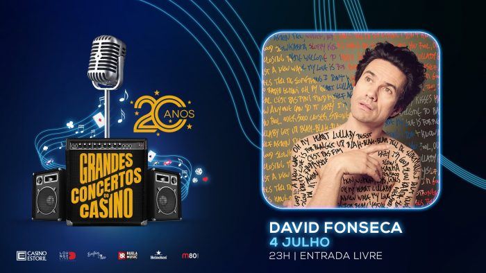 David Fonseca, um nome incontornável no panorama musical português, atua no dia 4 de Julho, pelas 23:00 nos Grandes Concertos do Casino 2019. O Lounge D do Casino Estoril vai acolher este sempre surpreendente artista, para um espetáculo de incomparável criatividade, com entrada livre.