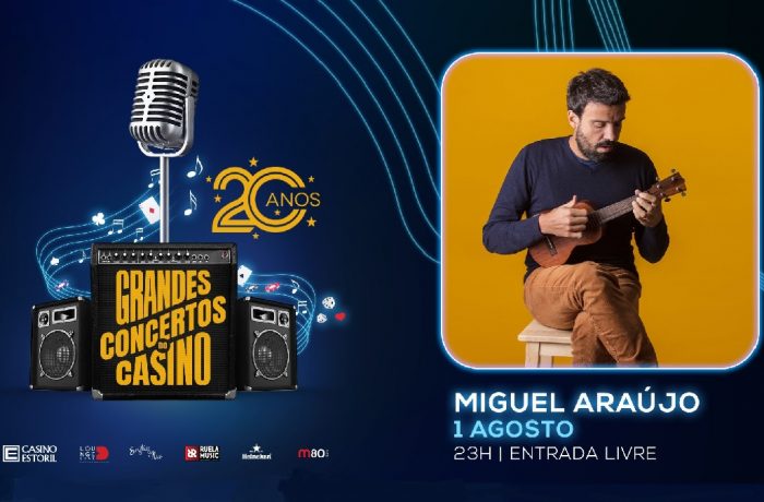 Miguel Araújo apresenta-se, na próxima Quinta-Feira, 1 de Agosto, às 23 horas, no Lounge D do Casino Estoril, em mais uma noite dedicada à música portuguesa. No âmbito do ciclo de “Grandes Concertos”, o artista sobe ao palco para interpretar os melhores temas do álbum “Giesta”, bem como outros êxitos da sua carreira como, por exemplo, "Os Maridos das Outras", "Dona Laura" ou "Recantiga". A entrada é livre.