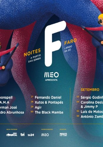 Noites F, uma celebração do Festival F em 20 espectáculos de música, humor e magia, com lotação reduzida, lugares sentados e respeitando todas as normas impostas pela Direção Geral de Saúde (DGS), que vai decorrer em Faro, no Largo da Sé, na Vila Adentro, de 13 de agosto a 13 de setembro.