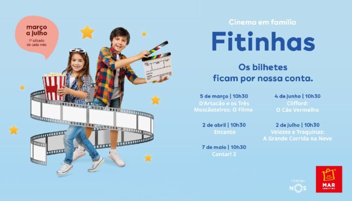 "Fitinhas" - cinema infantil gratuito, está de regresso  ao Mar Shopping Matosinhos, e entre março e julho, crianças entre os três e os 12 anos poderão assistir a alguns dos maiores sucessos de animação do último ano.