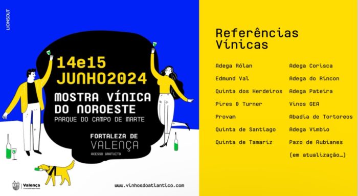 VINHOS DO ATLÂNTICO - EXPOSIÇÃO DO NOROESTE 2024 - A Fortaleza de Valença do Minho, recebe nos dias 14 e 15 de junho, o evento Vinhos do Atlântico - Exposição do Noroeste 2024. Esta exposição pretende e ambiciona agregar numa estratégia de comunicação coesa um terroir vínico transfronteiriço que abarca o Minho e a Galiza, elegendo Valença como palco internacional para uma Mostra Vínica capaz de unir grandes referências dos vinhos do Noroeste Ibérico!