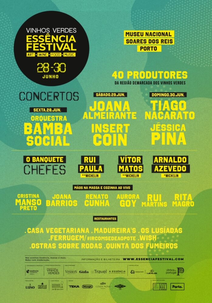 ESSÊNCIA FESTIVAL 2024 | PORTO - O Essência Festival 2024, a principal experiência de gastronomia regressa, de 28 a 30 de junho à cidade do Porto, no Jardim do Museu Nacional Soares dos Reis. O cartaz alia a gastronomia a outros momentos absolutamente tentadores, que incluem os Vinhos Verdes e concertos.