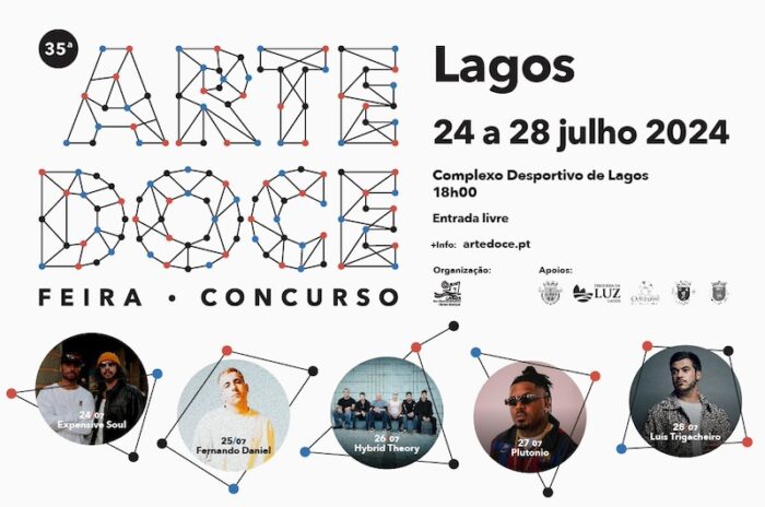 35ª FEIRA CONCURSO ARTE DOCE 2024 | LAGOS - A edição 35 da Feira Concurso Arte Doce, realiza-se de 24 a 28 de julho, no Complexo Desportivo de Lagos e área envolvente. A região convidada é o Ribatejo e o tema Liberdade.