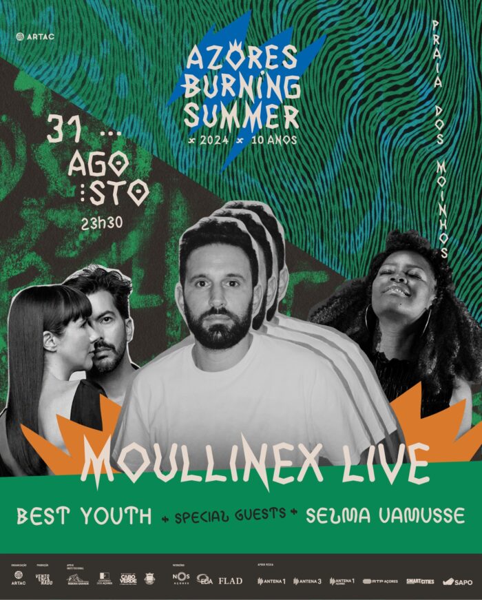 AZORES BURNING SUMMER FESTIVAL 2020 - O Festival Azores Burning Summer 2024 decorre nos dias 30 e 31 de agosto, na Praia dos Moinhos em Porto Formoso, ilha de São Miguel, naquela que é a sua 10ª edição.