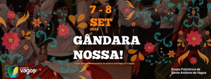 GÂNDARA NOSSA! 2024 | VAGOS - No primeiro fim de semana de setembro, nos dias 7 e 8 de setembro, a Casa-Museu Gandaresa abre portas para um grande evento, o "Gândara Nossa", que contempla dois dias com diversas atividades em torno dos saberes e sabores da região da Gândara.