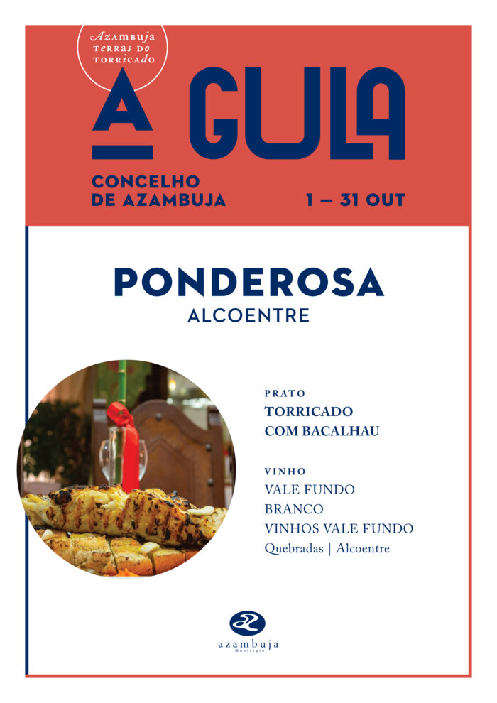 A GULA 2024 - À MESA DOS RESTAURANTES DA AZAMBUJA - A GULA, é um evento gastronómico promovido pelo Município de Azambuja. “A GULA – à mesa dos restaurantes do concelho”, neste ano 2024 vai decorrer entre os dias 01 e 31 de outubro.