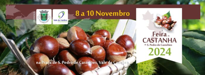 FEIRA DA CASTANHA DE SÃO PEDRO DE CASTELÕES 2024 - A Feira da Castanha de São Pedro de Castelões 2024, realiza-se na Praça de S. Pedro, de 08 a 10 de Novembro.