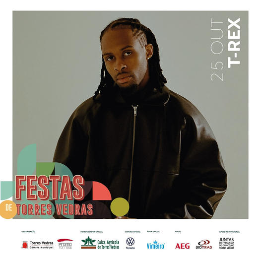 FESTAS DE TORRES VEDRAS 2024 - As Festas de Torres Vedras 2024 realizam-se de 25 de outubro a 11 de novembro, na Expotorres em Torres Vedras. O evento inicia-se com dois grandes concertos de artistas nacionalmente conhecidos. T-Rex e Rui Veloso, sobem ao palco nos dias 25 e 26 de outubro respetivamente.