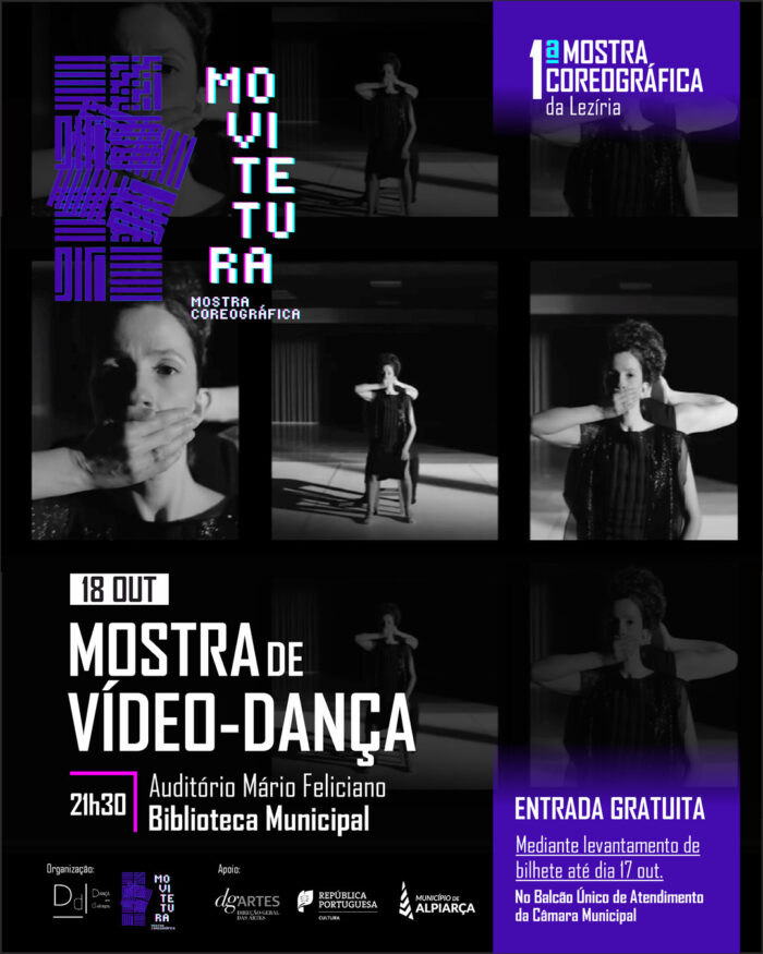 MOVITETURA 2024 | 1ª MOSTRA COREOGRÁFICA DA LEZÍRIA - Vai realizar-se de 18 a 20 de outubro em Alpiarça, a Movitetura 2024 - 1ª Mostra Coreográfica da Lezíria.O coreógrafo Fernando Duarte define o conceito de Movitetura como uma linha de perspetivação da Dança que, partindo da junção das noções de arquitetura e de movimento, tem como base a influência de técnicas, de espaços e de dimensões das construções coreo-arquitetónicas que se verificam na contemporaneidade.