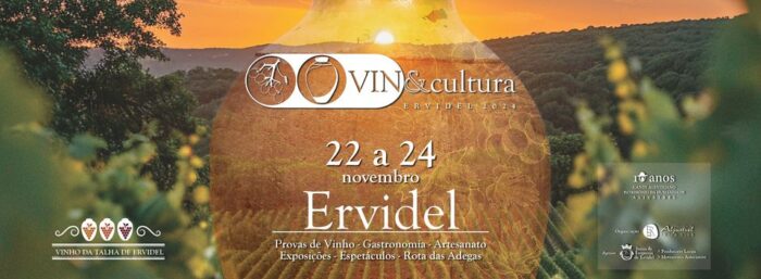 VIN & CULTURA 2024 | ERVIDEL - De 22 a 24 de novembro, vai decorrer em Ervidel, mais uma edição do Vin & Cultura .Promover, valorizar e comercializar o vinho e outros produtos agrícolas do concelho, proporcionar oportunidades de negócio, cativar e incentivar o investimento, contribuir para o desenvolvimento e revitalização do Mundo Rural, são os objetivos deste certame.  