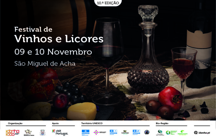 X FESTIVAL DE VINHOS E LICORES 2024 - O X Festival de Vinhos e Licores , em São Miguel de Acha, concelho de Idanha-a-Nova vai decorrer nos dias 09 e 10 de novembro. Os melhores sabores da Bio-Região de Idanha-a-Nova e de todo o país, num evento recheado de animação!